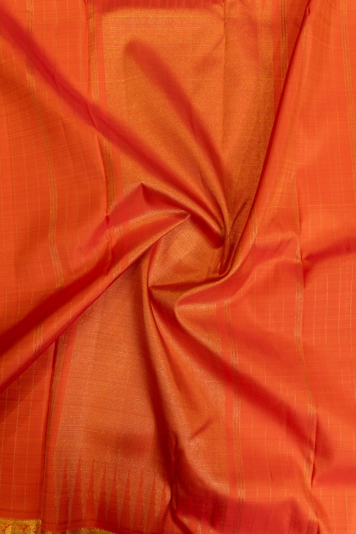 Peacock blue and peach pure zari Kanchipuram silk saree