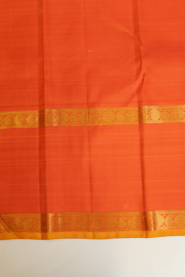 Peacock blue and peach pure zari Kanchipuram silk saree