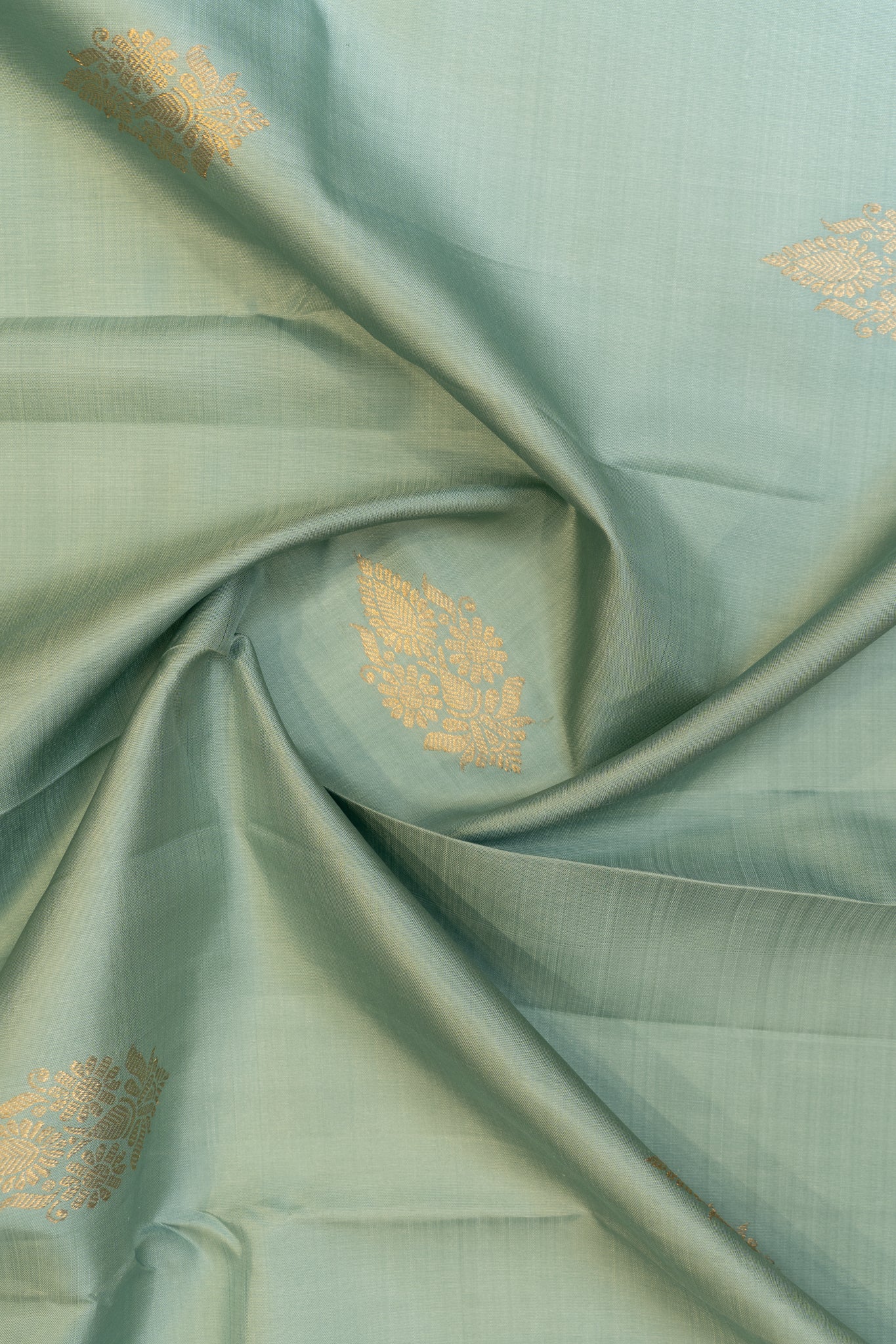 Sapphire blue pastel pure Kanchipuram silk saree