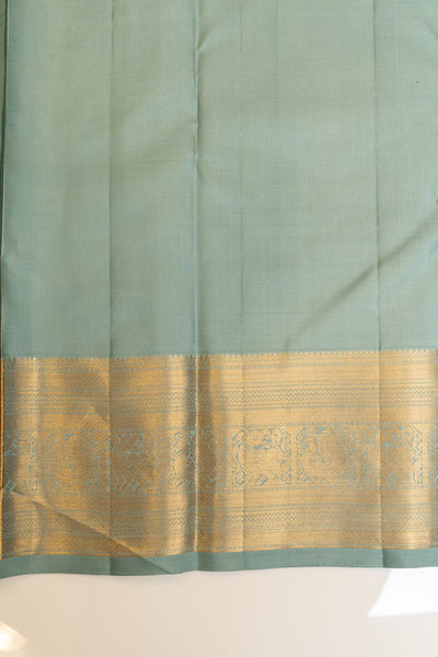 Sapphire blue pastel pure Kanchipuram silk saree