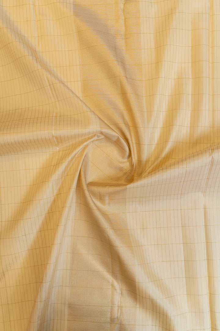 Peach and beige podikattam pure zari Kanchipuram silk saree