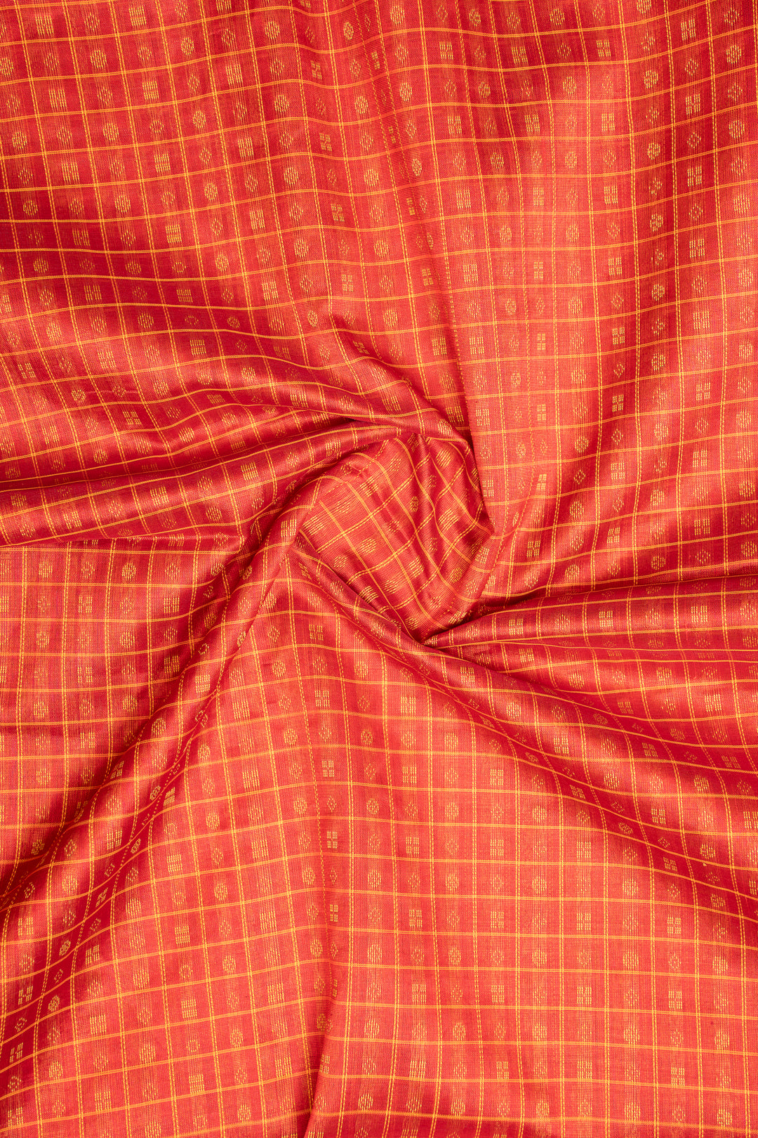 Red and Mustard Pure Silk Cotton Saree - Clio Silks