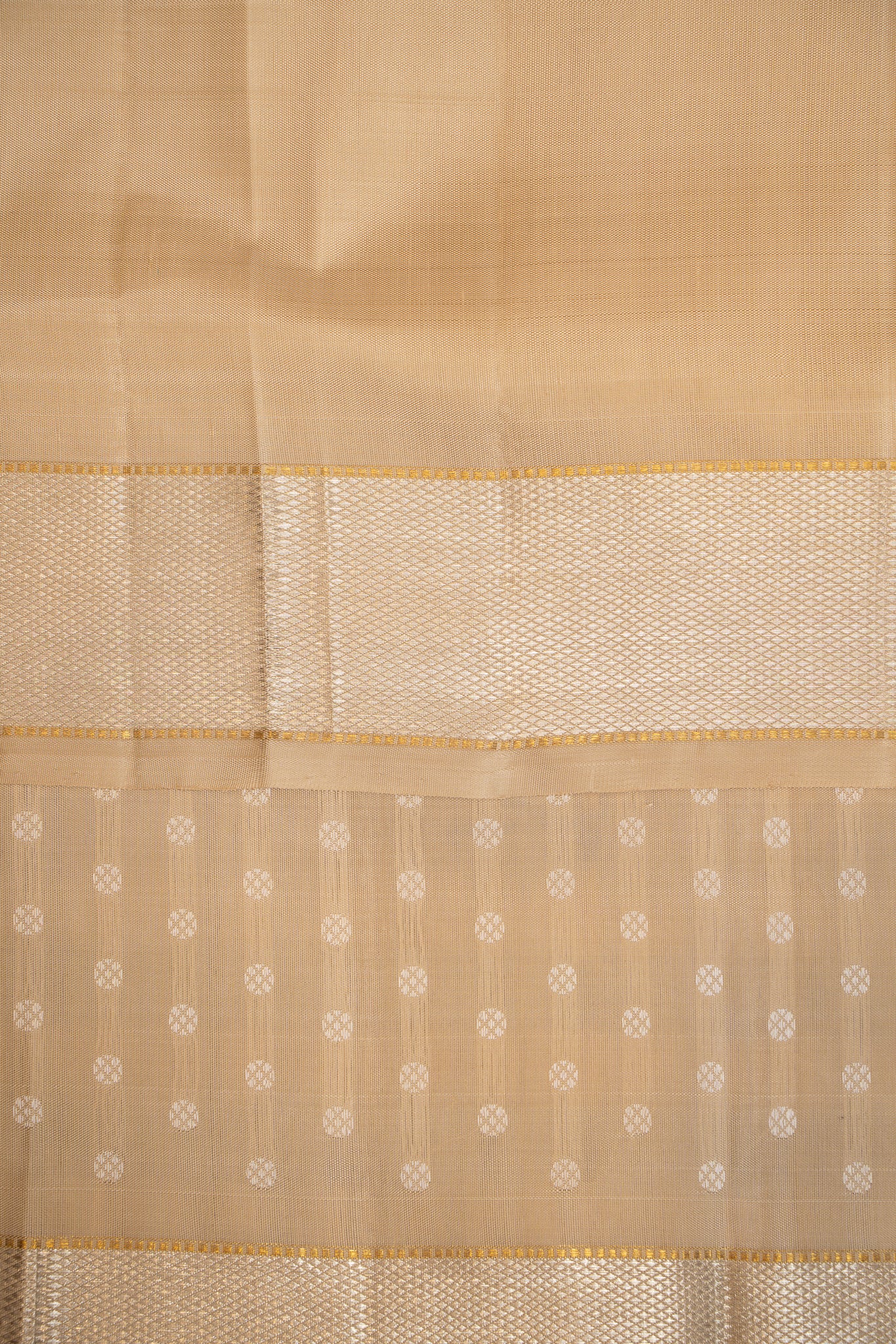 Almond White Pure Kanchipuram Silk Saree - Clio Silks