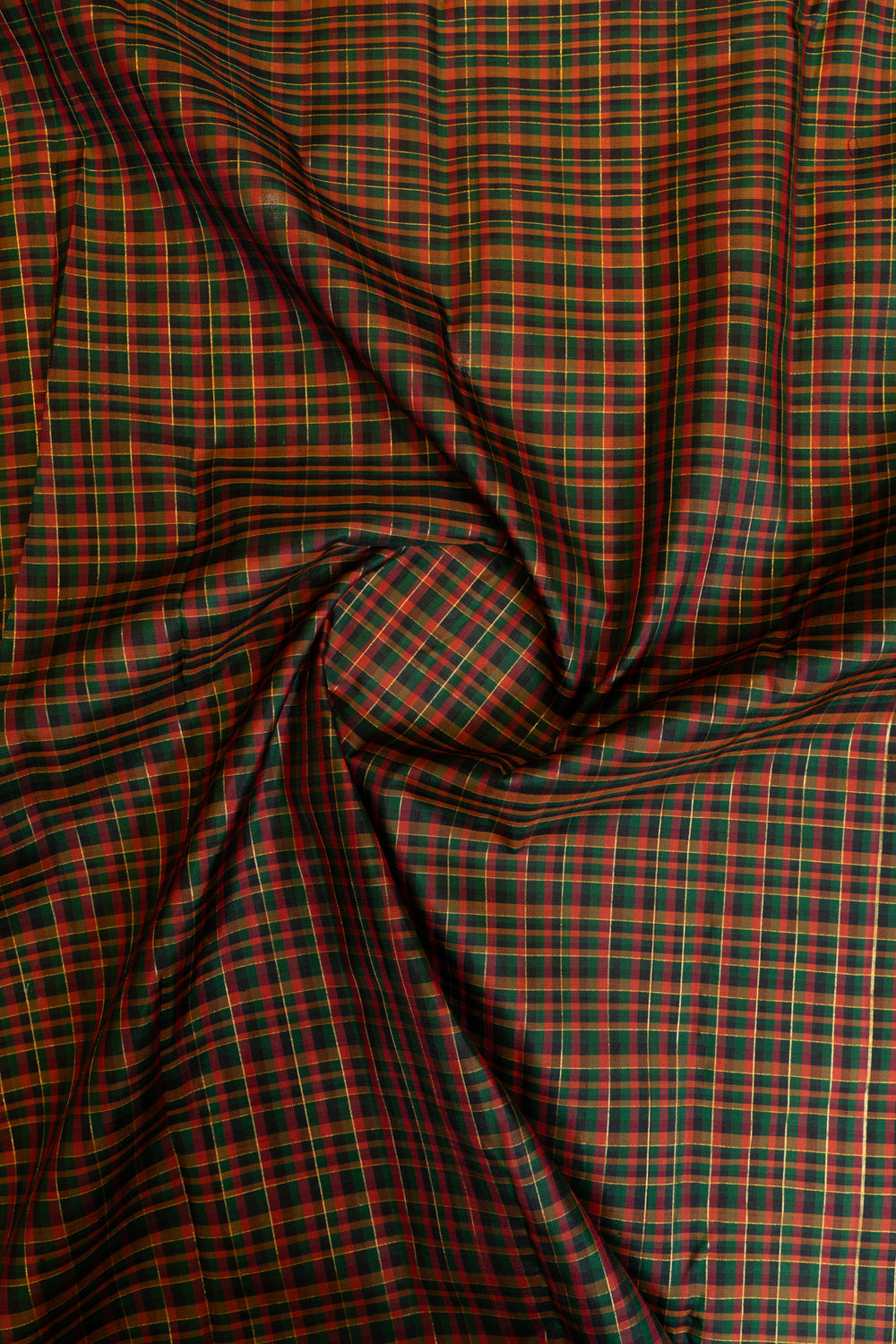 Maroon and green pure zari checks Kanchipuram silk saree