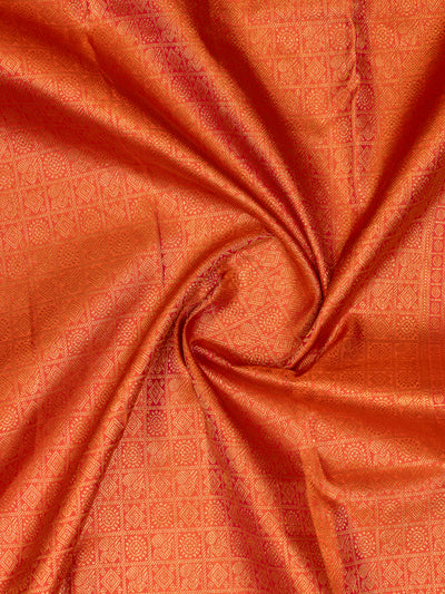 Peach Orange Pure Brocade Kanchipuram Silk Saree