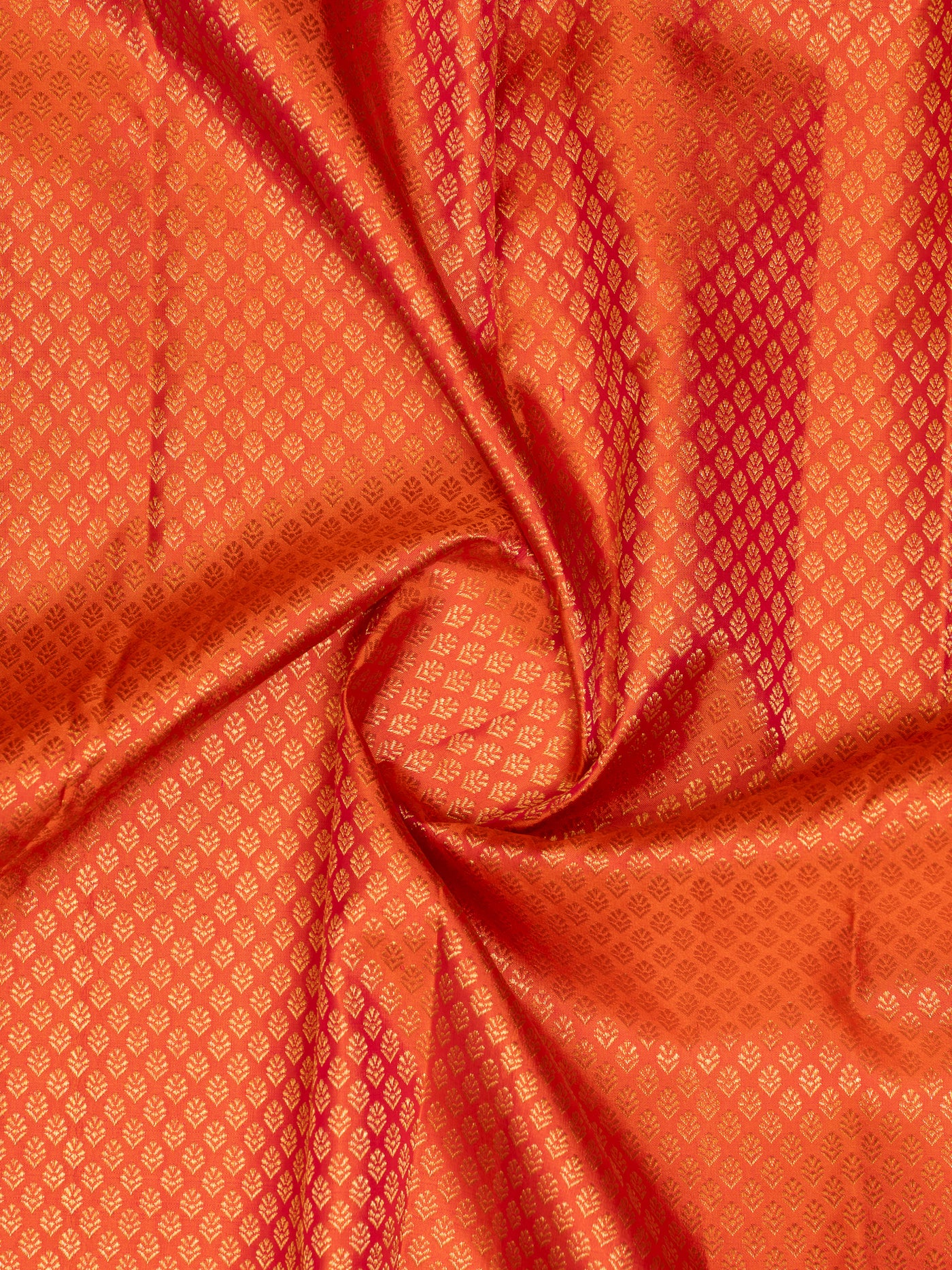 Peach Orange Pure Brocade Kanchipuram Silk Saree