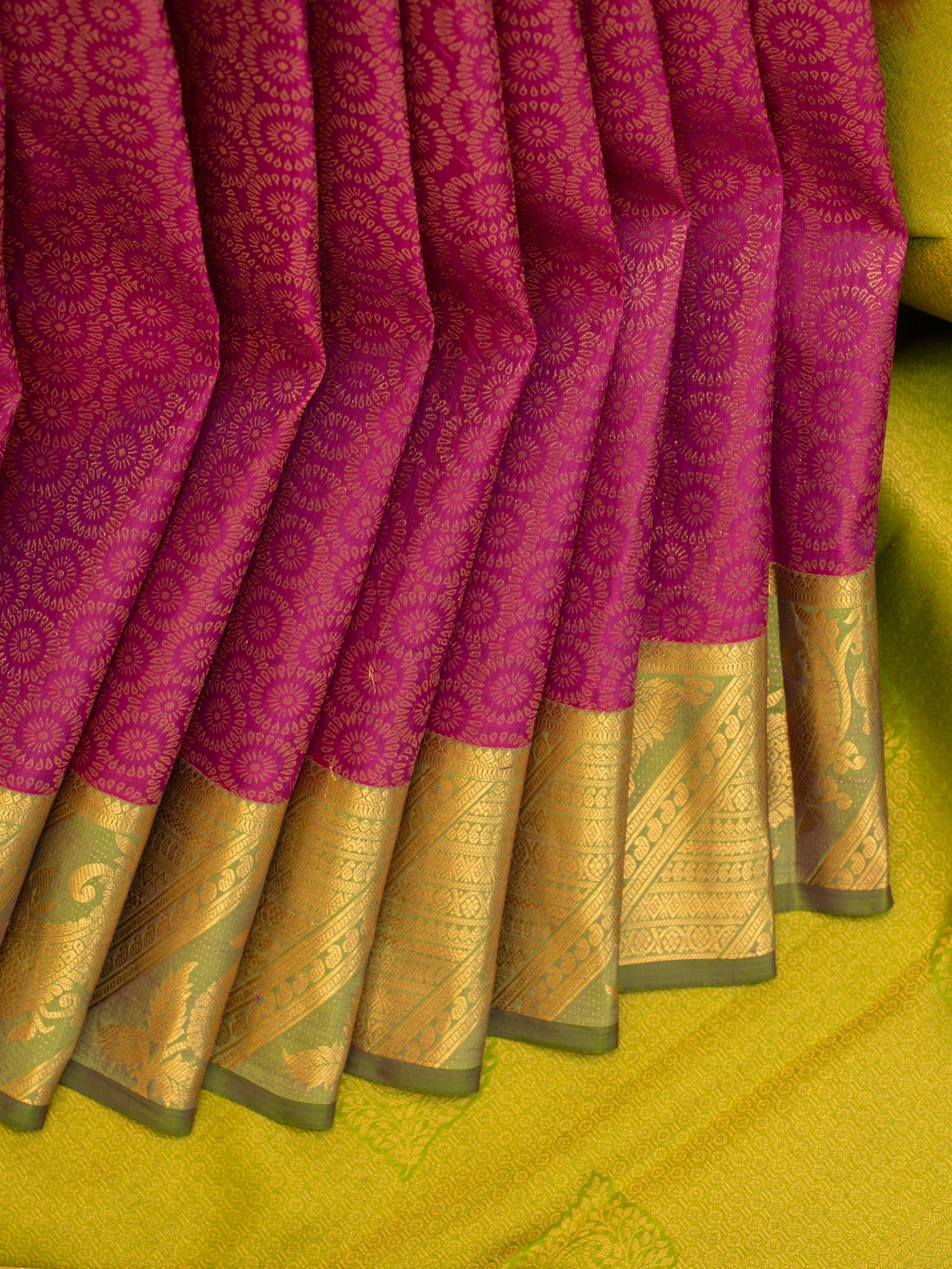 Magenta purple brocade Kanchipuram silk saree