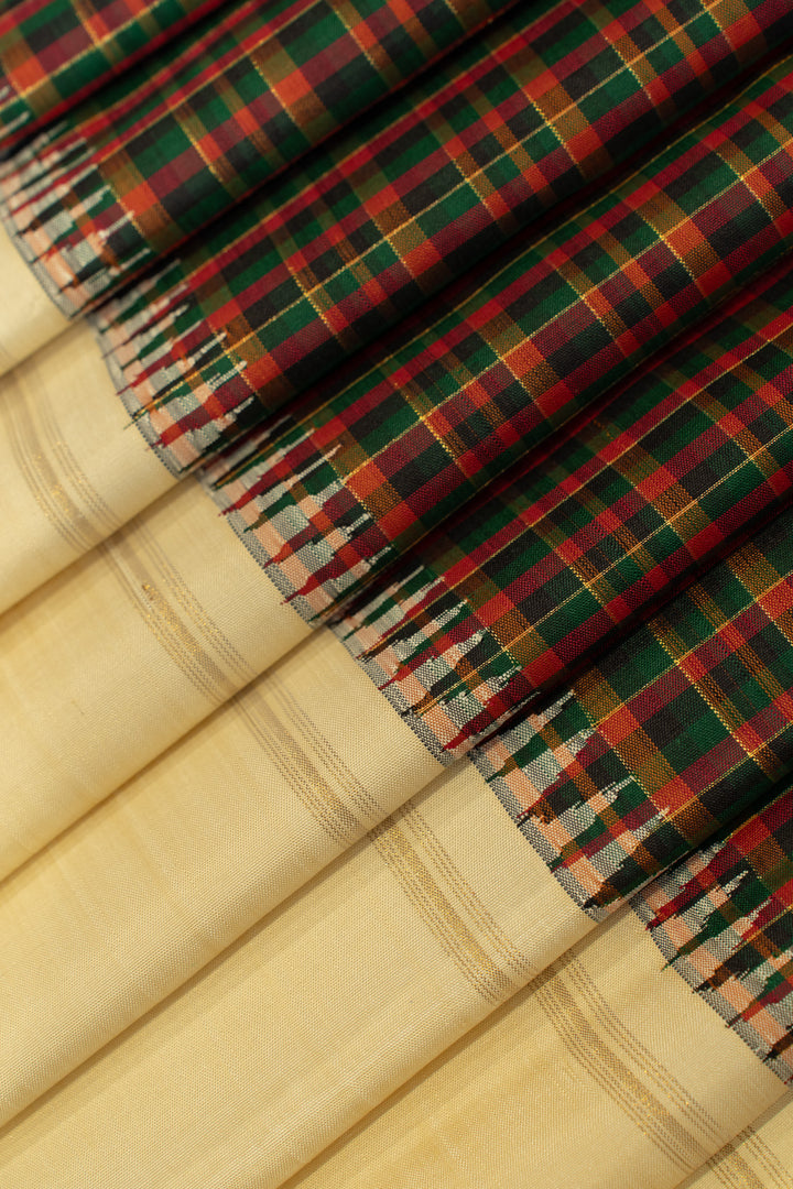 Maroon and green pure zari checks Kanchipuram silk saree