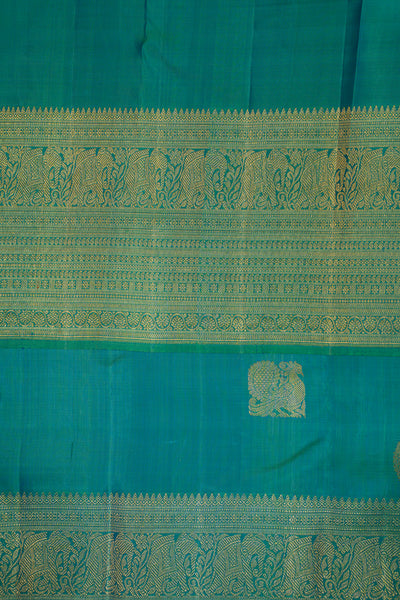 Peacock Blue Pure Kanchipuram Silk Saree - Clio Silks