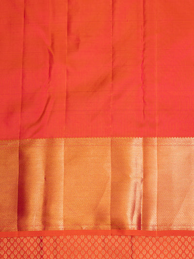 Peach Orange Pure Brocade Kanchipuram Silk Saree