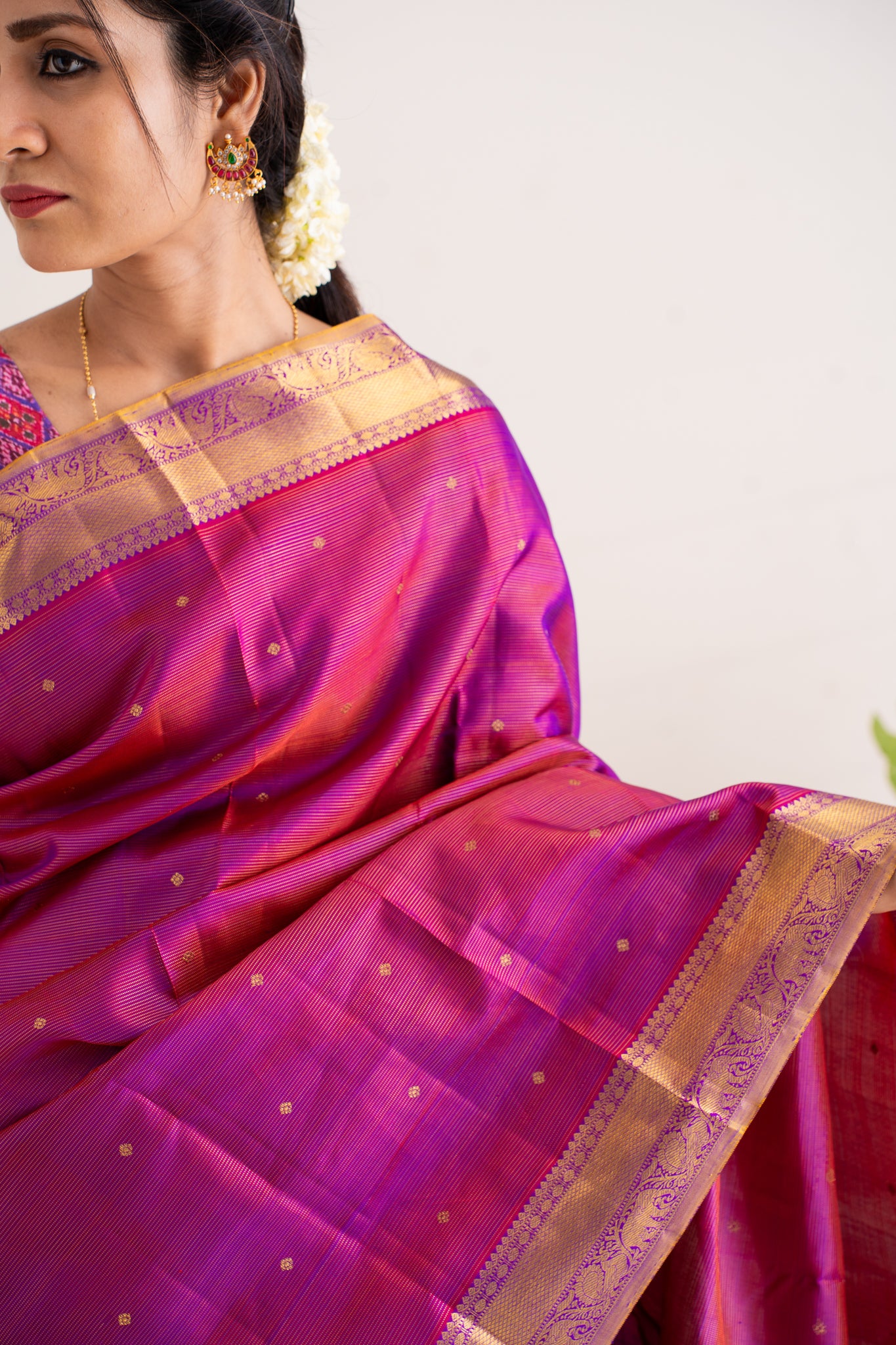 Ruby Purple Vairaoosi Pure Zari Kanchipuram Silk Saree - Clio Silks