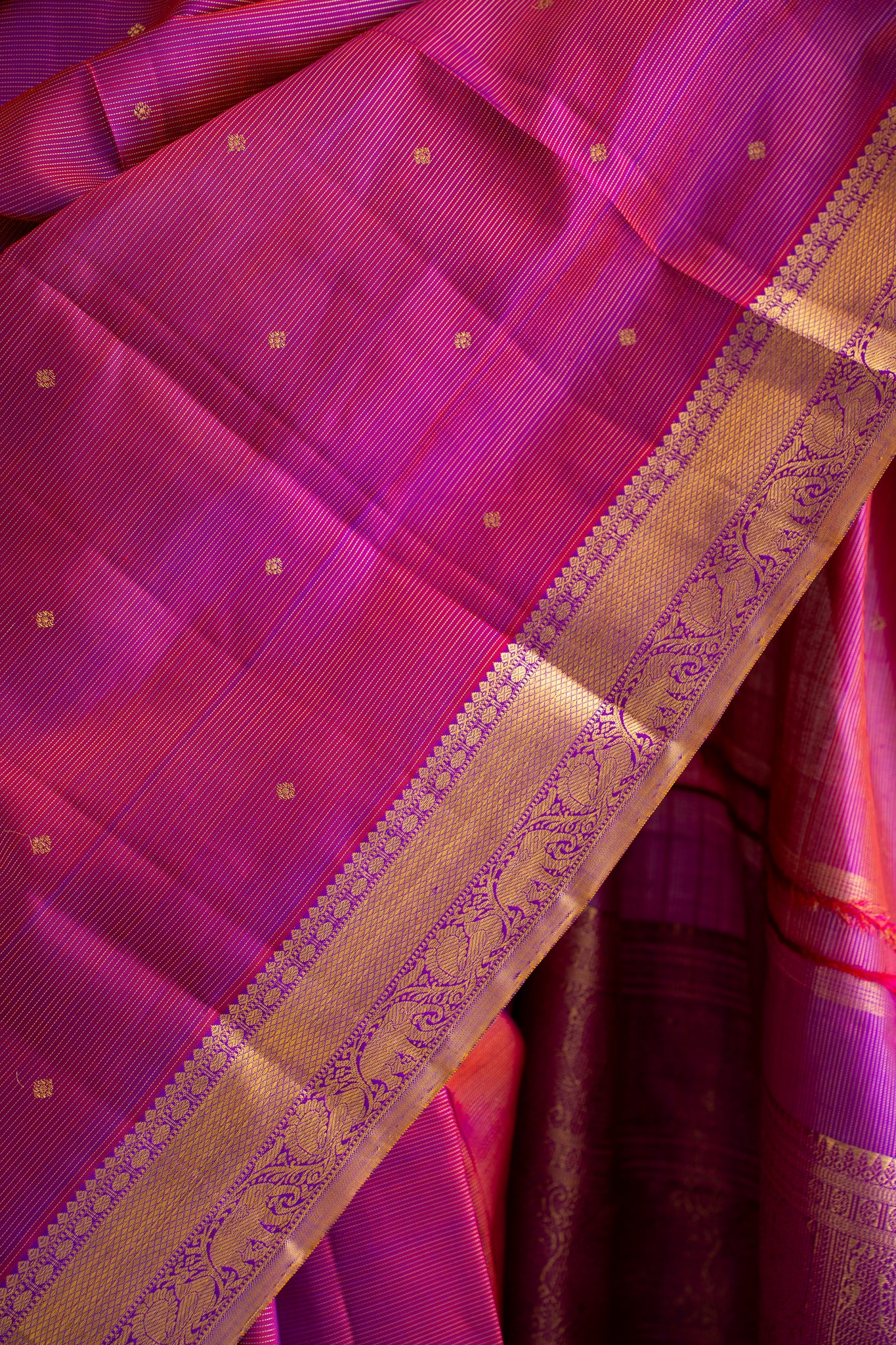 Ruby Purple Vairaoosi Pure Zari Kanchipuram Silk Saree - Clio Silks