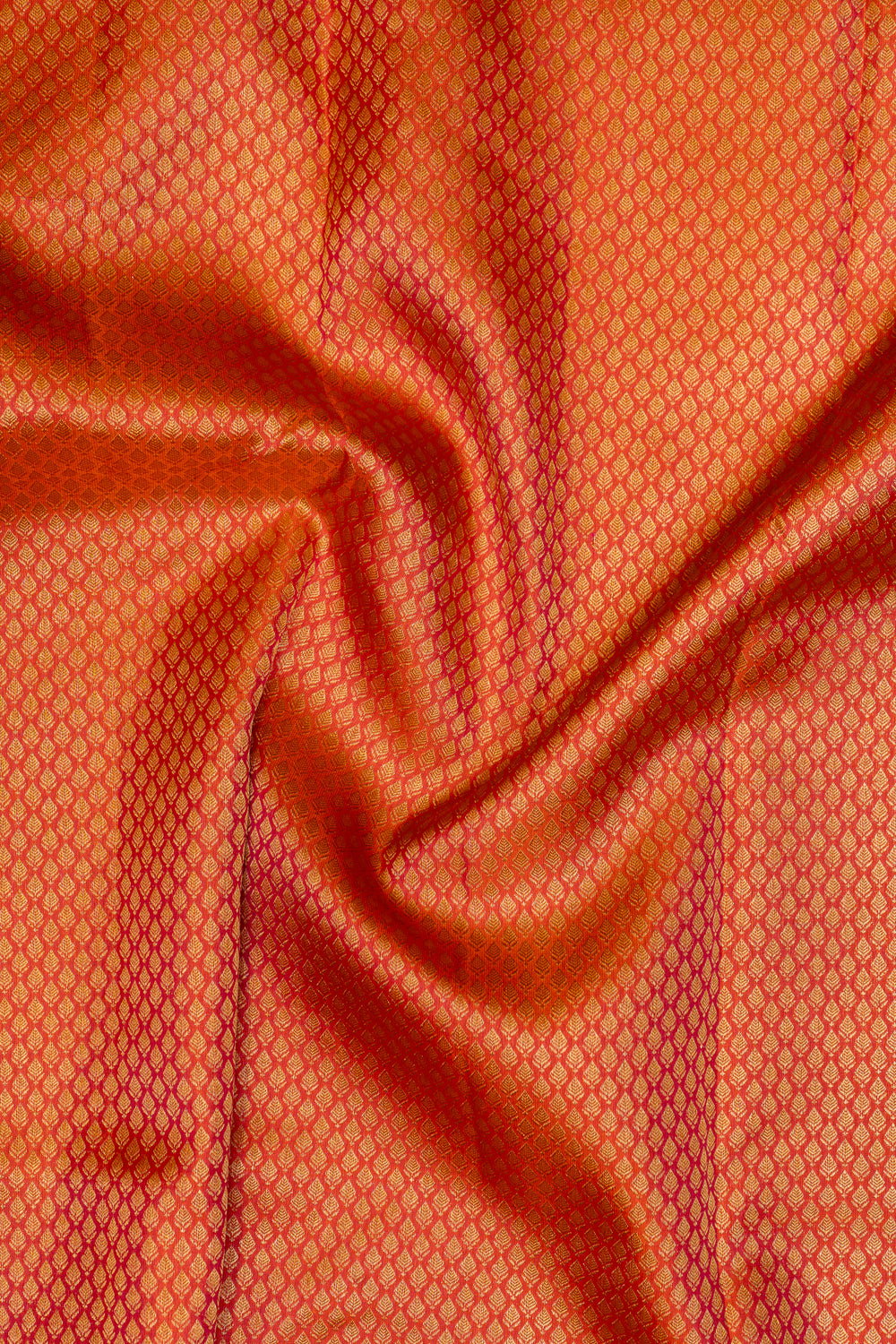 Peach Orange Brocade Pure Kanchipuram Silk Saree - Clio Silks