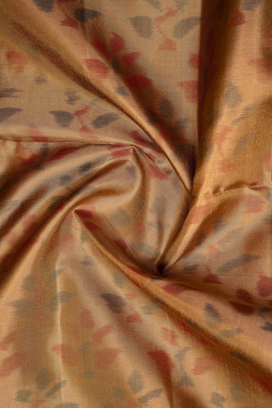 Khaki Beige and Peach Pure Ikat Silk Saree - Clio Silks