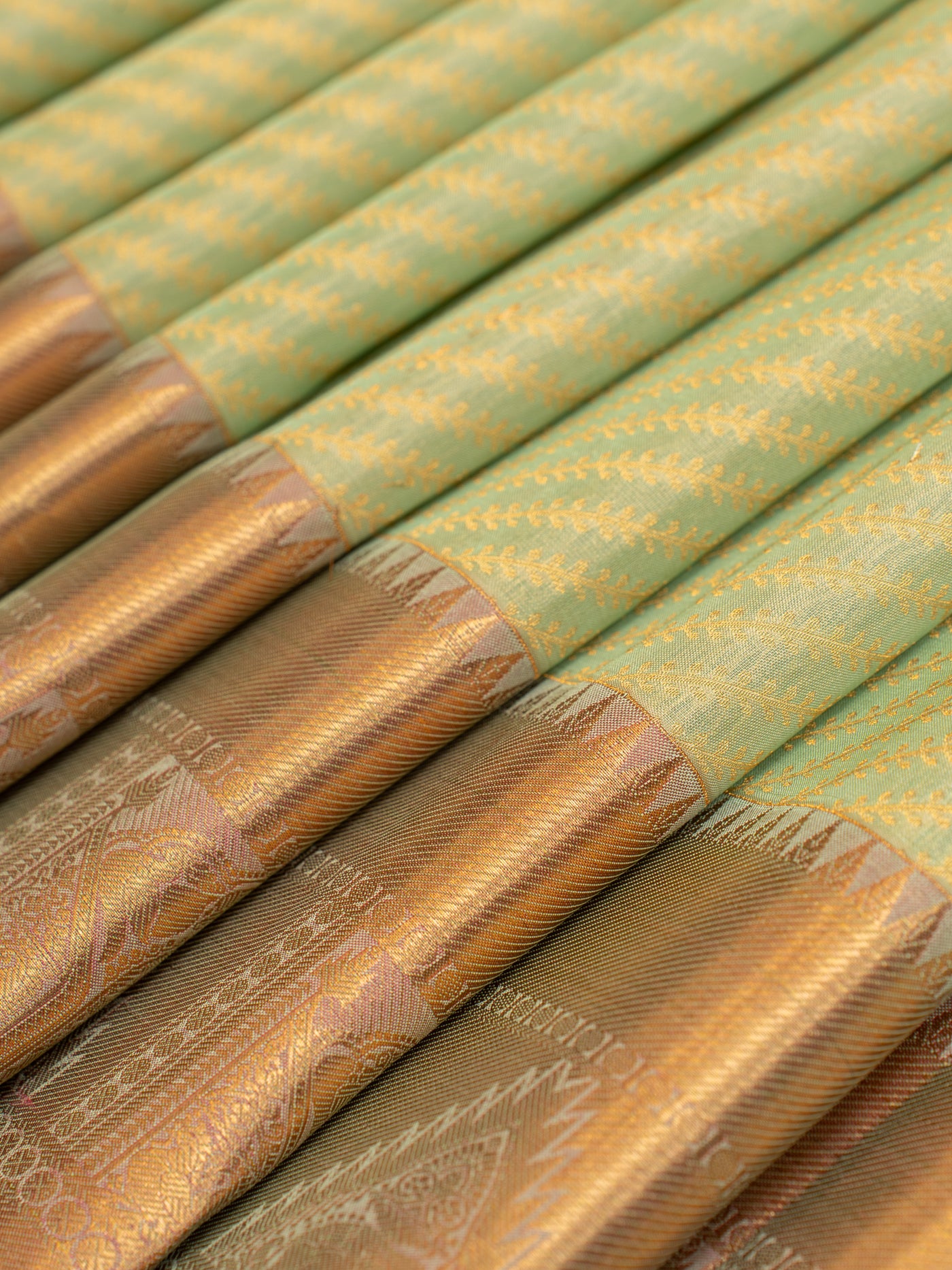 Mint green stripes kanjivaram silk saree