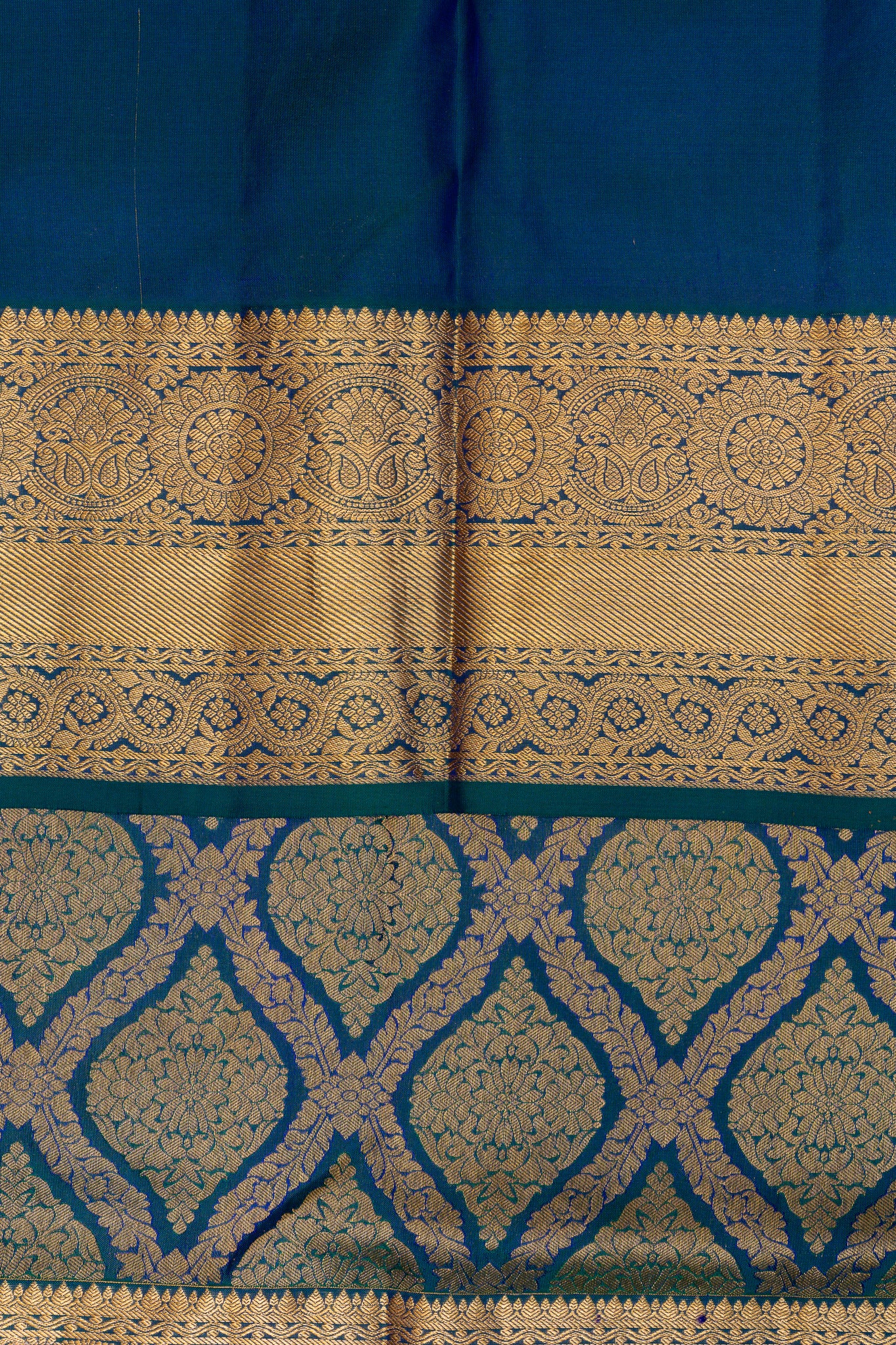 Peacock Blue Brocade Pure Kanchipuram Silk Saree - Clio Silks