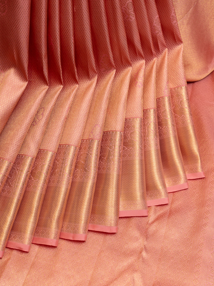 Blush Pink Brocade Pure Kanchipuram Silk Saree