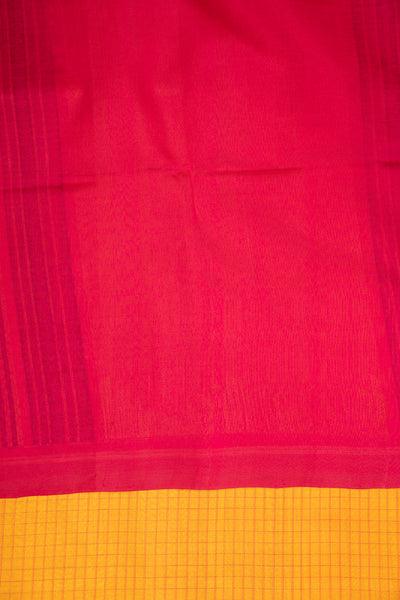 Yellow Checks Pure Silk Cotton Saree - Clio Silks