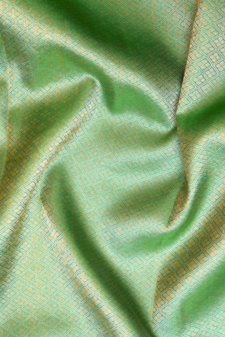 Peach Paisley Pure Brocade Kanchipuram Silk Saree - Clio Silks