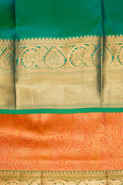 Peach Paisley Pure Brocade Kanchipuram Silk Saree - Clio Silks