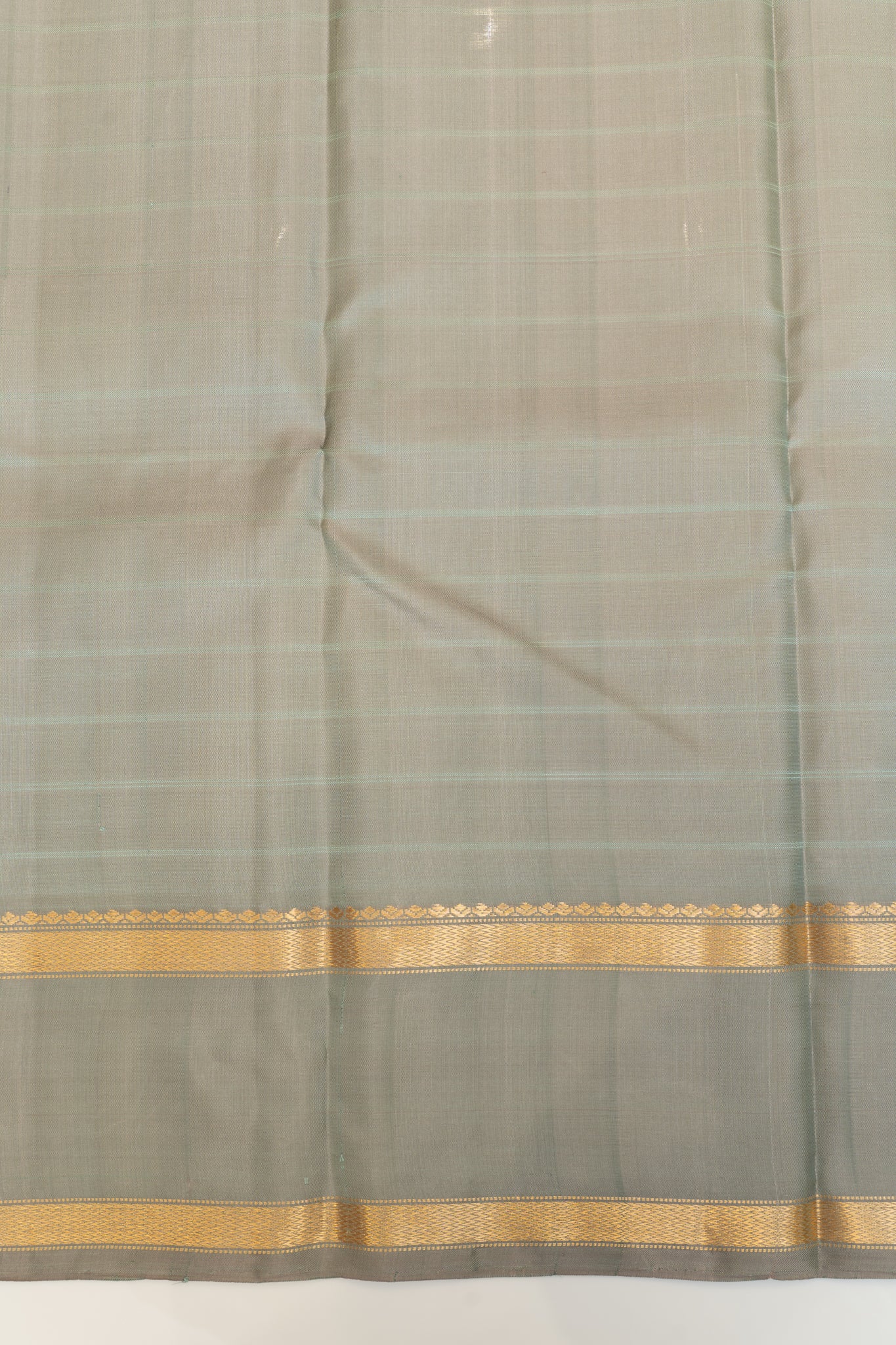 Teal green checks pure Kanchipuram silk saree