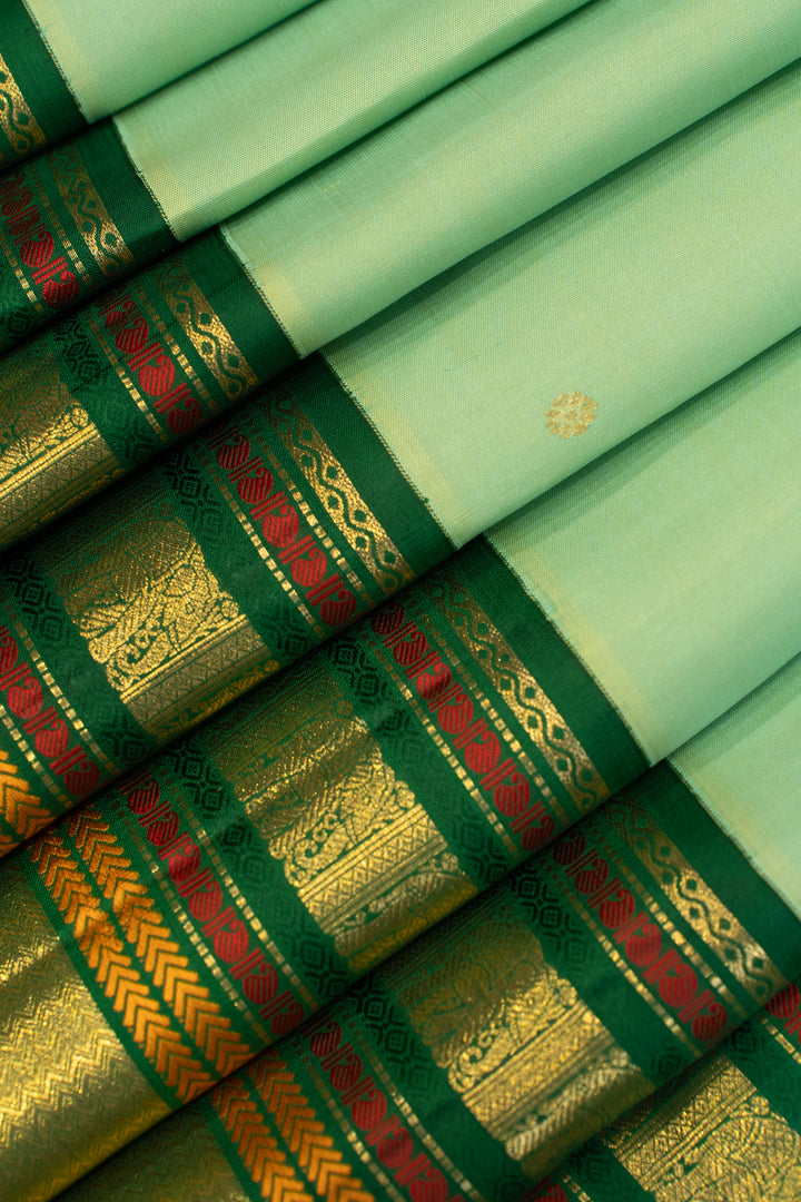 Rexona green and bottle green pure zari Varisaipettu Kanchipuram silk saree
