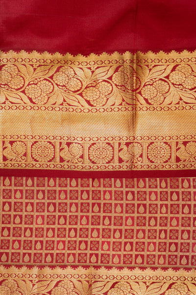Maroon and Gold Traditional Pure Kanchipuram Silk Saree - Clio Silks