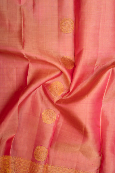 Lotus Pink Zari Motifs Pure Kanchipuram Silk Saree - Clio Silks
