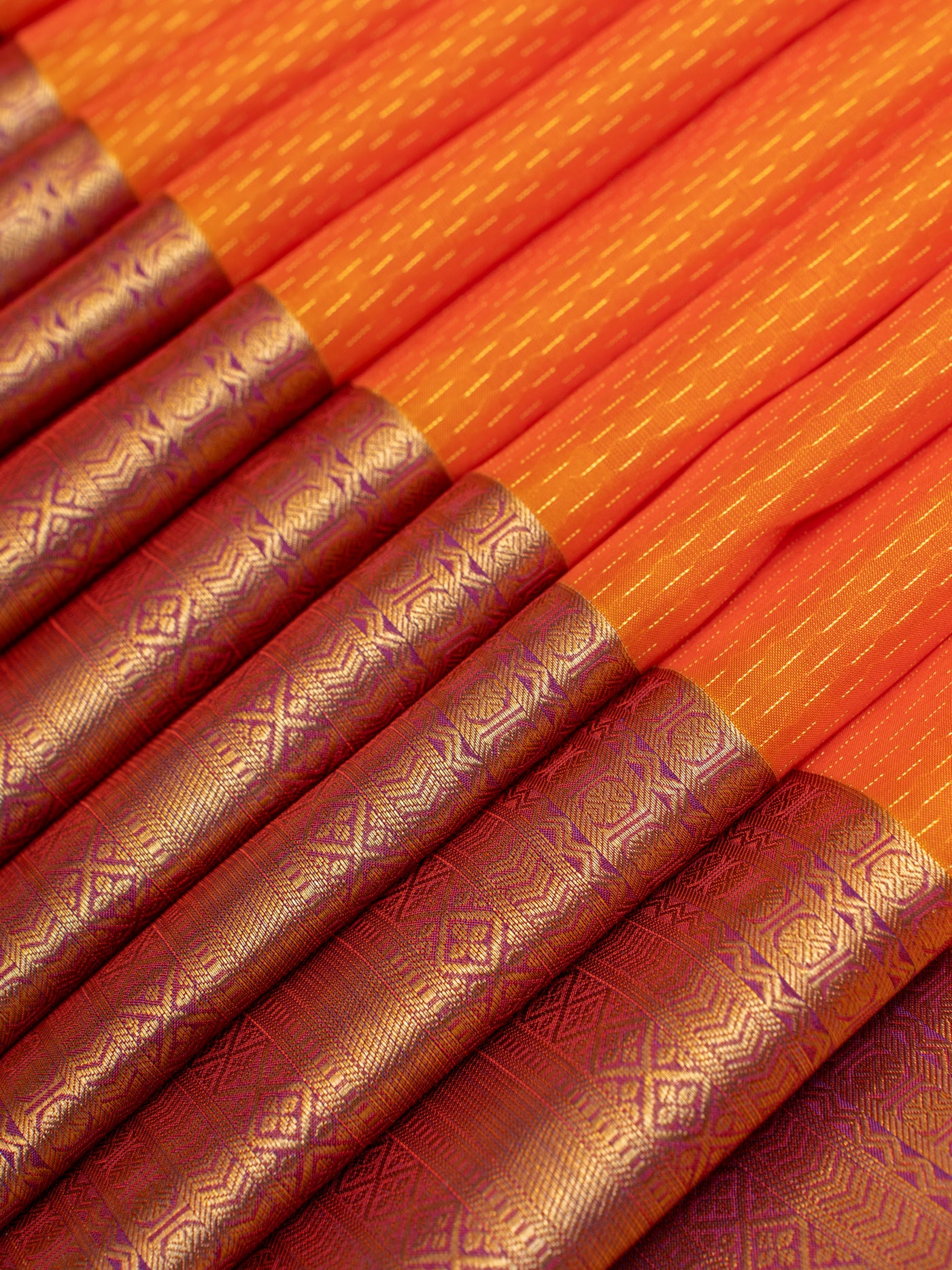 Peach orange Kanchipuram silk saree