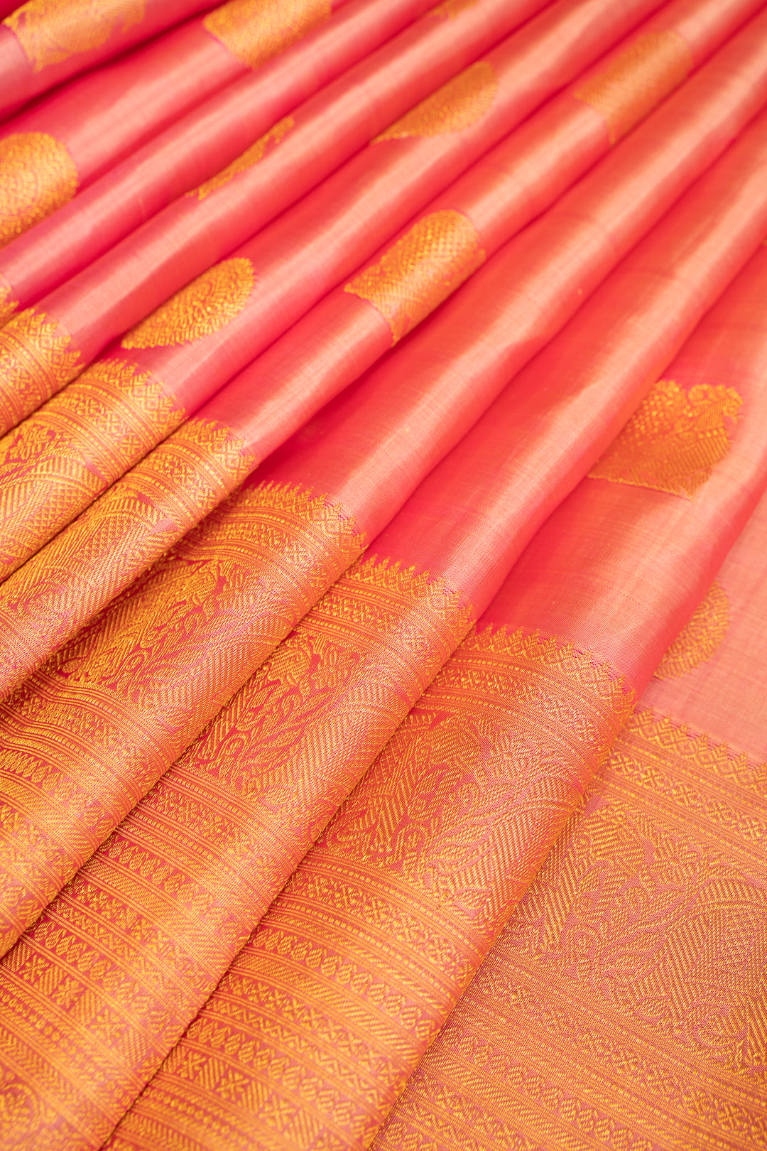 Lotus Pink Zari Motifs Pure Kanchipuram Silk Saree - Clio Silks