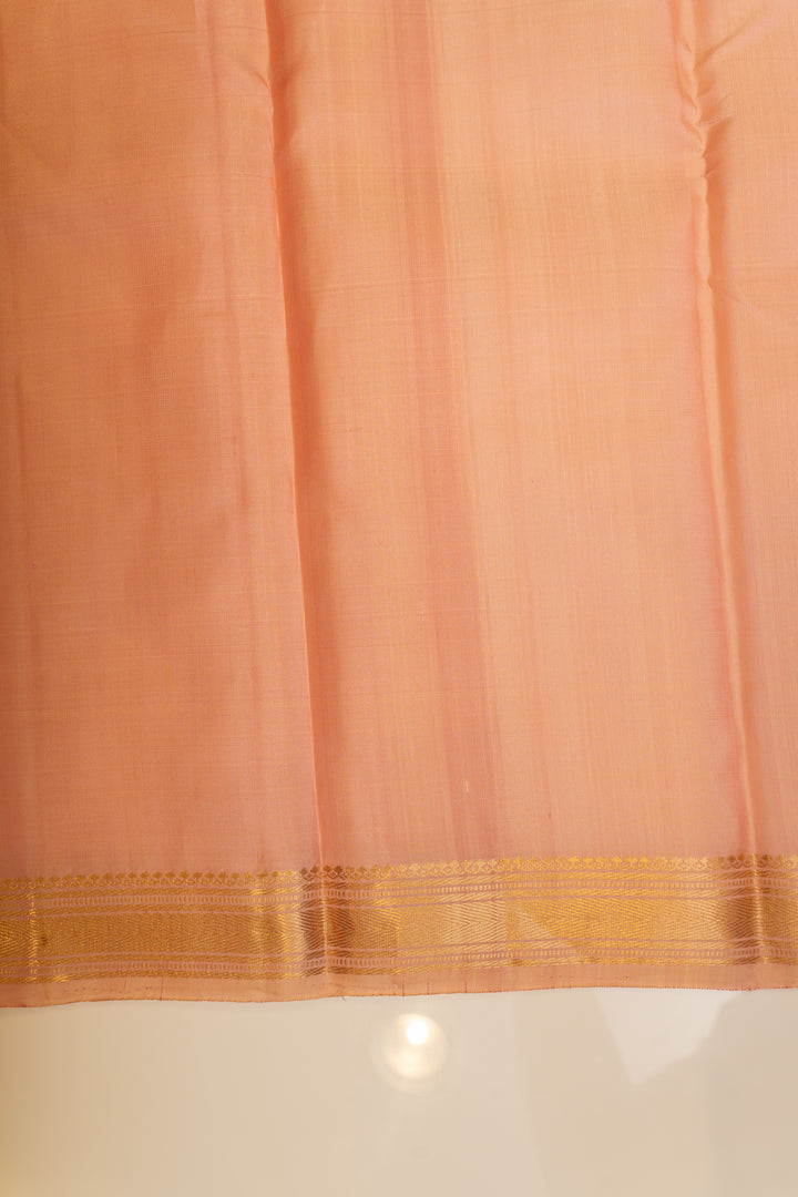 Pastel pink small border pure Kanchipuram silk saree