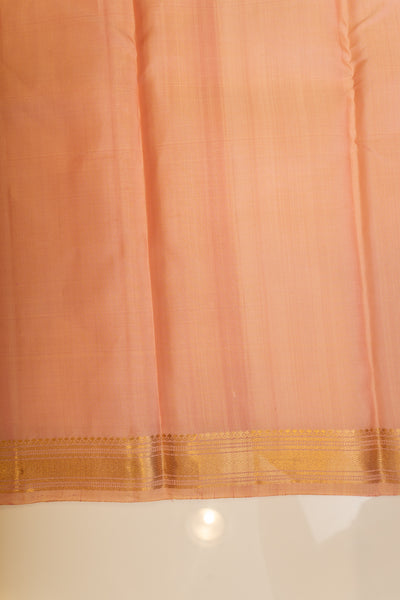 Pastel pink small border pure Kanchipuram silk saree