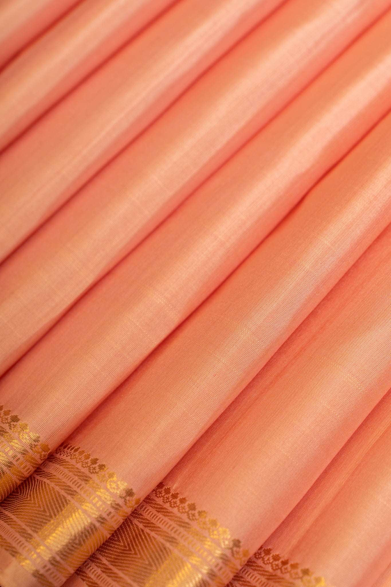 Pastel pink small border pure Kanchipuram silk saree