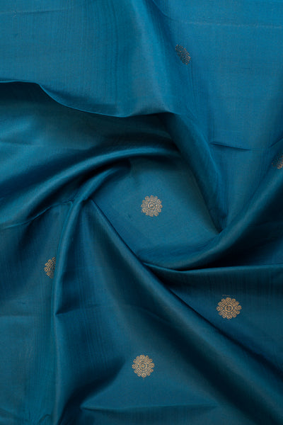 Peacock blue vairaoosi border pure Kanchipuram silk saree