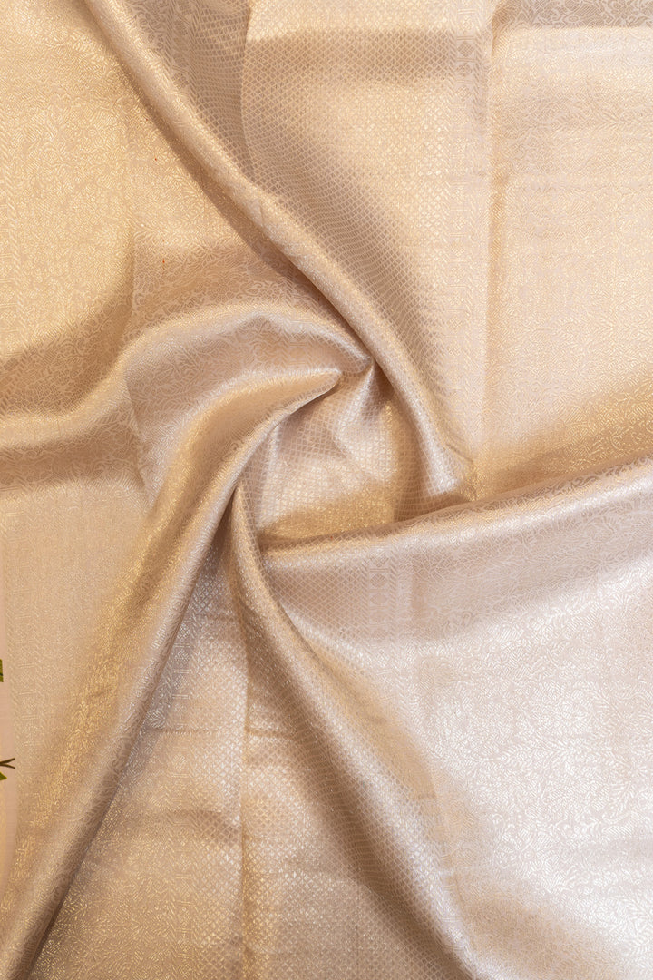 Lilac floral printed pure Kanchipuram silk saree