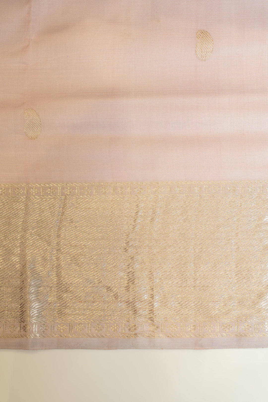 Lilac floral printed pure Kanchipuram silk saree