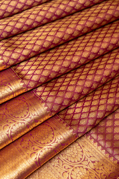 Jamun Purple Brocade Pure Kanchipuram Silk Saree - Clio Silks