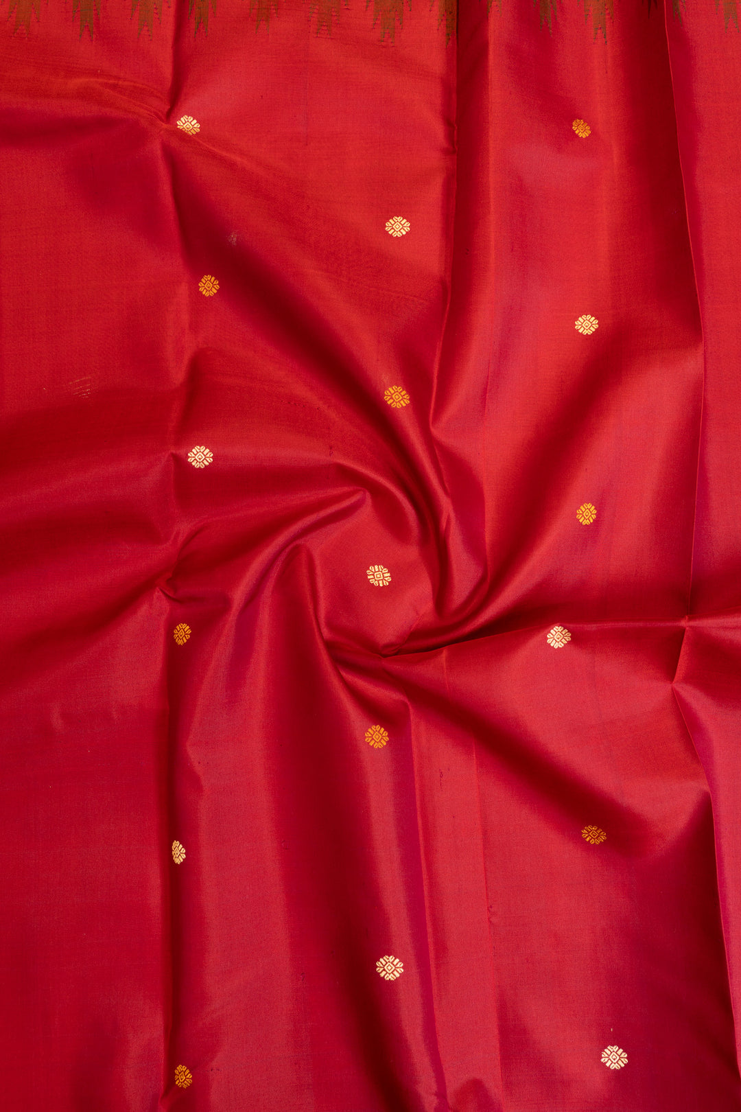 Ruby red without zari pure Kanchipuram silk saree