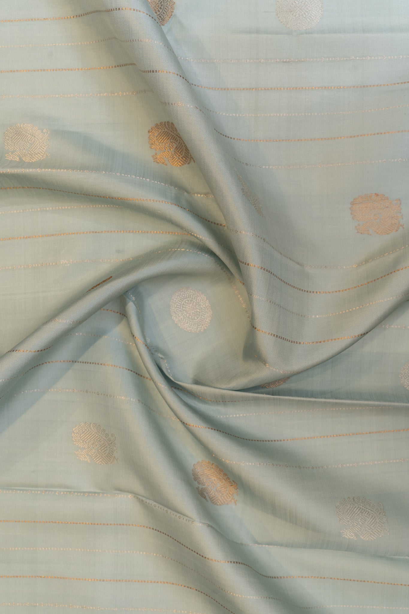 Pastel blue stripes pure Kanchipuram silk saree