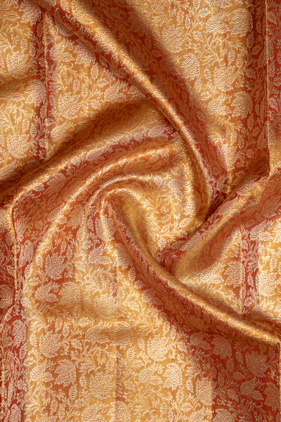 Gold and Red Tissue Brocade Pure Kanchipuram Wedding Silk Saree - Clio Silks
