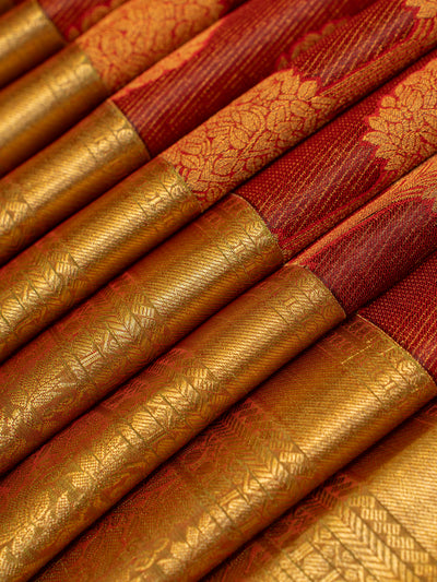 Maroon brocade Kanchipuram silk saree