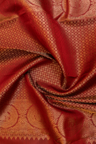 Mauve purple and red pure Kanchipuram silk saree