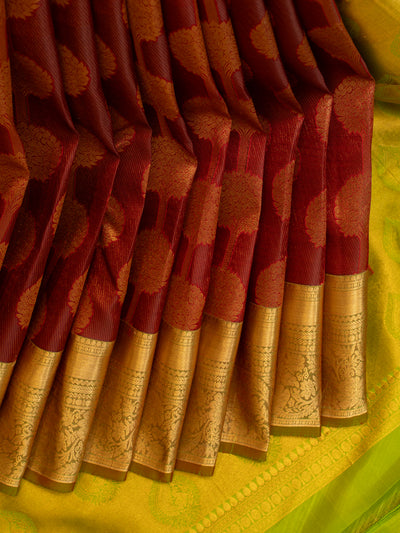 Maroon brocade Kanchipuram silk saree