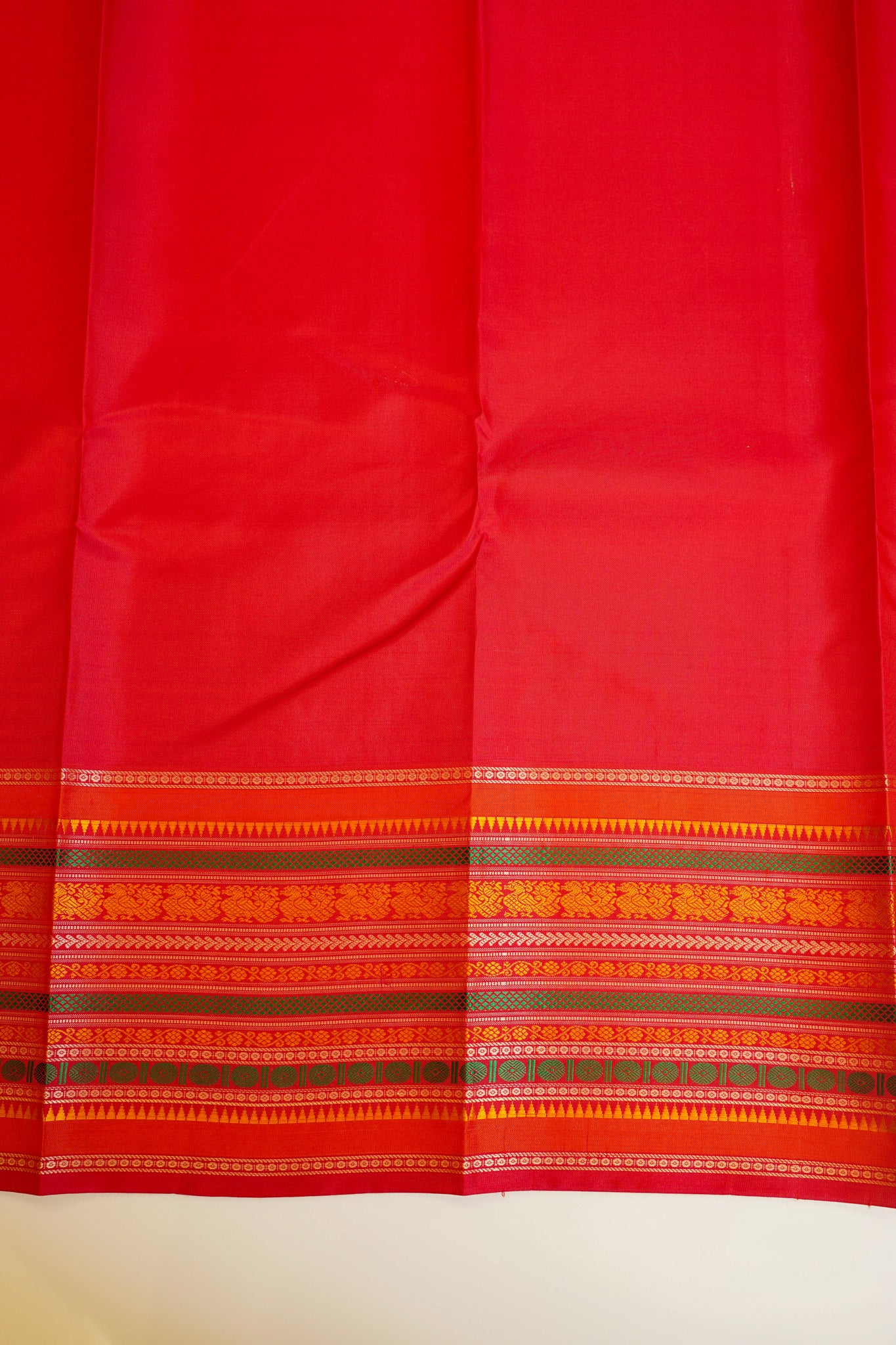 Yellow and red without zari pure Kanchipuram silk saree