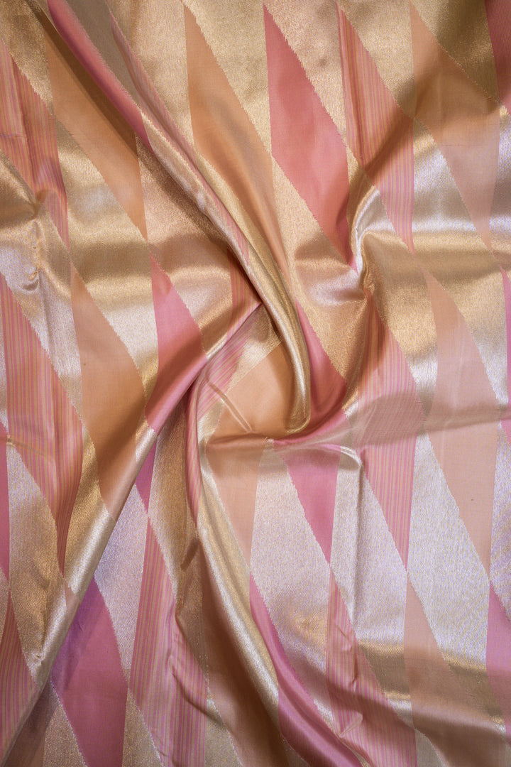 Pink and silver diamond 8 Kol pure Kanchipuram silk saree