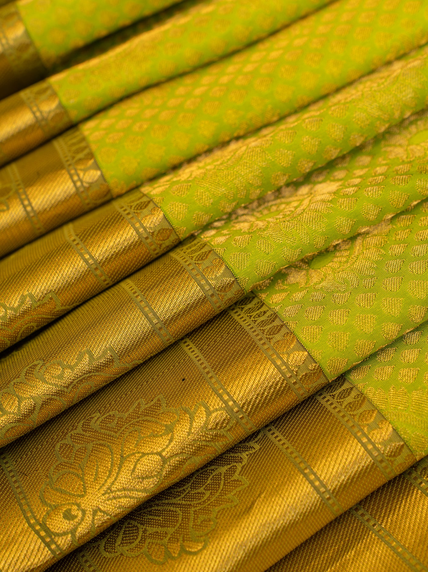 Parrot green brocade Kanchipuram silk saree