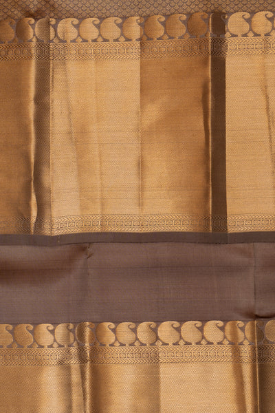 Brown and Gold Pure Kanchipuram Silk Saree - Clio Silks