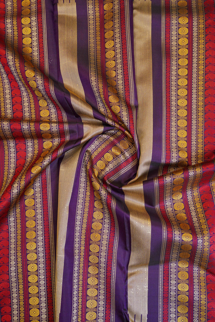 Sandal cream without zari pure Kanchipuram silk saree