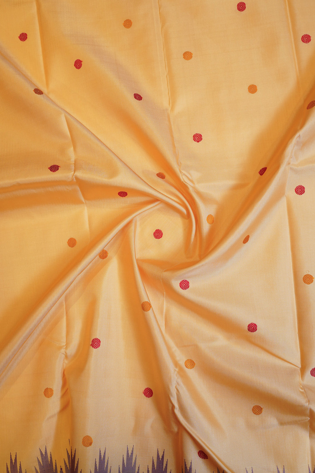 Sandal cream without zari pure Kanchipuram silk saree