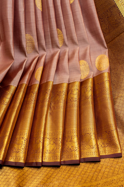 Mauve pink and Jamun traditional pure Kanchipuram silk saree